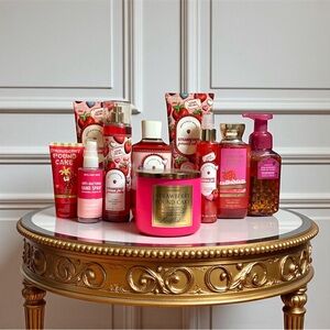 Bath & Body Works Strawberry Pound Cake Bath Collection - Pink & Red